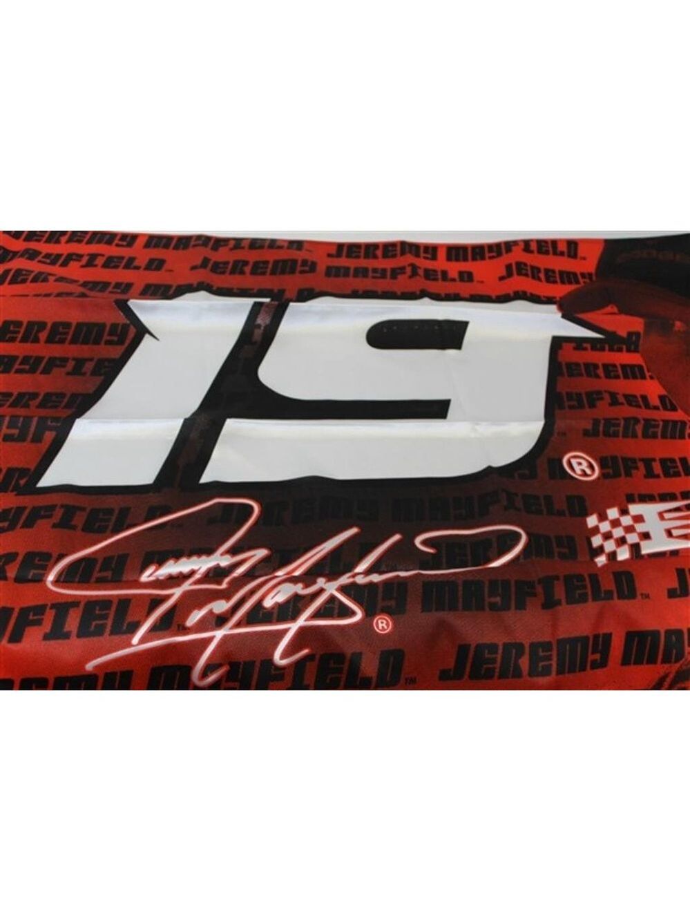 Jeremy Mayfield #19 Racing 41" x 28" Banner Red Black